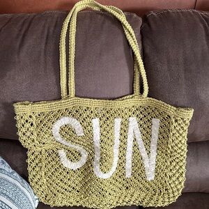 SUN Woven Tote Bag in yellow